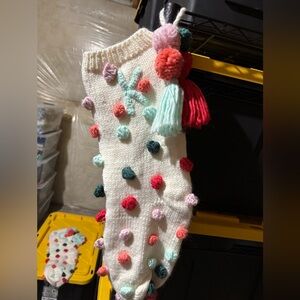 Anthropologie Pom-Pom Knit Stocking